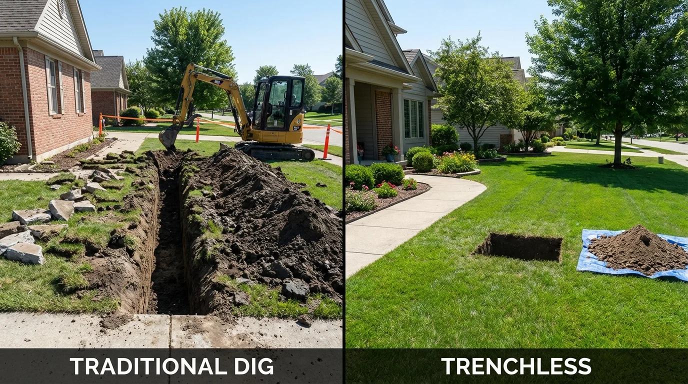 Trenchless sewer repair with minimal yard damage versus traditional excavation in Covelo, CA